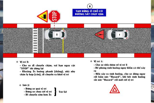 Bài thi số 8 dừng tại điểm giao với đường sắt