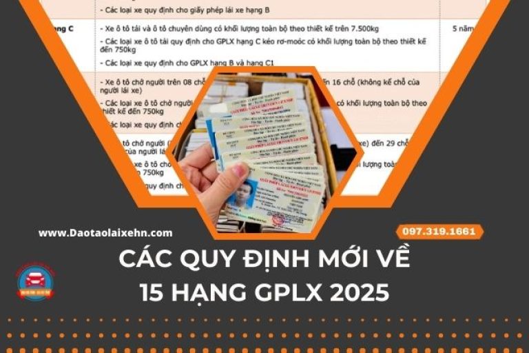 Các Quy Định Mới Về 15 Hạng GPLX 2025