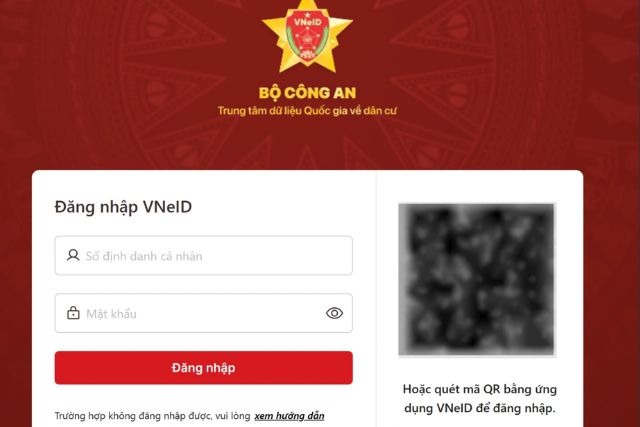 Liên kết tài khoản VNeID để đăng nhập