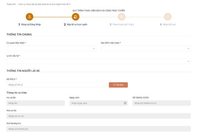 Chọn dịch vụ “Đổi lại bằng lái xe”